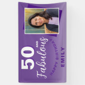 Paarse 50 en Fabulous 50th Birthday Party Foto Spandoek (Verticaal)