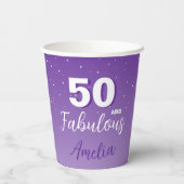 Paarse 50 en Fabulous 50th Verjaardagsfeest Papieren Bekers (Achterkant)