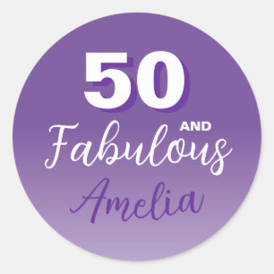 Paarse 50 en Fabulous 50th Verjaardagsfeest Ronde Sticker