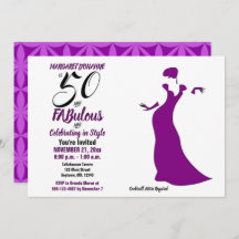 Paarse 50 en FABulous Verjaardagsfeestuitnodiging