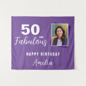 Paarse 50 en Fabulous Verjaardagsfoto Achtergrond Wandkleed (Voorkant (horizontaal))