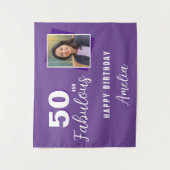 Paarse 50 en Fabulous Verjaardagsfoto Achtergrond Wandkleed (Voorkant)