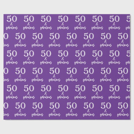 Paarse 50 en fantastische 50ste verjaardag cadeaupapier (Vlak)