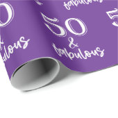 Paarse 50 en fantastische 50ste verjaardag cadeaupapier (Rol Hoek)