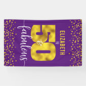 Paarse 50 en fantastische verjaardag gouden folie  spandoek (Horizontaal)