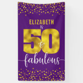 Paarse 50 en fantastische verjaardag gouden folie  spandoek (Verticaal)