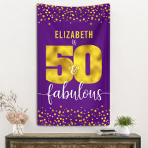 Paarse 50 en fantastische verjaardag gouden folie 