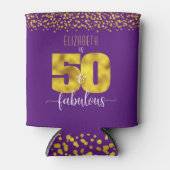 Paarse 50 en fantastische verjaardag gouden stippe blikjeskoeler (Voorkant)