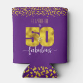Paarse 50 en fantastische verjaardag gouden stippe blikjeskoeler (Achterkant)