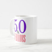 Paarse 50 en geweldig cadeau koffiemok (Voorkant links)