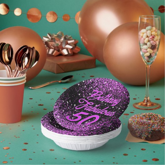 Paarse 50 fantastische verjaardagen papieren kommen (Multi)