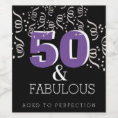 Paarse 50 Uitstekend | Gelukkige 50e verjaardag Wijn Etiket (Enkel label)