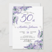 Paarse 50e verjaardag Floral Wisteria Waterverf Kaart (Voorkant)