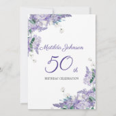 Paarse 50e verjaardag Floral Wisteria Waterverf Kaart (Achterkant)
