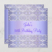 Paarse 50e verjaardagsfeestuitnodiging Paarse 50e Kaart (Voorkant / Achterkant)