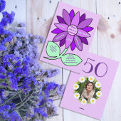 Paarse 50ste verjaardag Eenvoudige Paarse Zonneblo Kaart