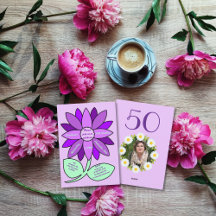 Paarse 50ste verjaardag Eenvoudige Paarse Zonneblo