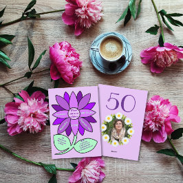 Paarse 50ste verjaardag Eenvoudige Paarse Zonneblo Kaart