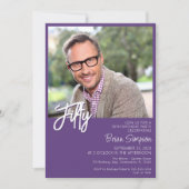 Paarse 50ste verjaardag foto kaart (Voorkant)