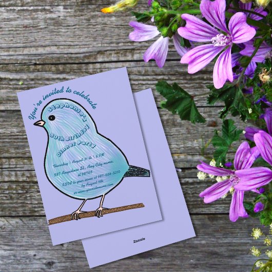 Paarse 50ste verjaardag Schattigee Bird Dinner Par Kaart