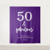 Paarse 50ste verjaardagsfeest wandkleed (Voorkant)