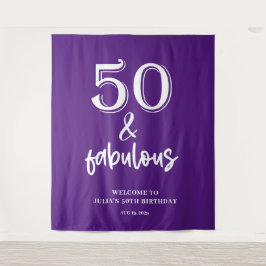 Paarse 50ste verjaardagsfeest wandkleed