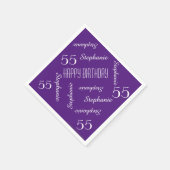 Paarse 55e verjaardagsfeest herhalende namen papie servetten (Hoek)