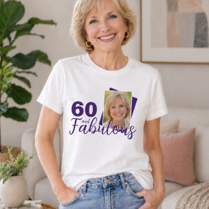 Paarse 60 en Fabulous 60ste verjaardag foto T-shirt