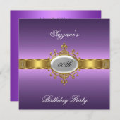 Paarse 60e verjaardagsfeest uitnodiging Paarse (Voorkant / Achterkant)