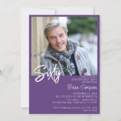 Paarse 60ste verjaardag foto kaart (Voorkant)