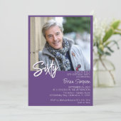 Paarse 60ste verjaardag foto kaart (Staand voorkant)