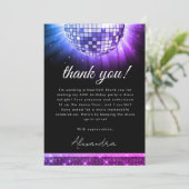 Paarse 60ste Verjaardagsfeestje 70's Disco Ball Bedankkaart (Staand voorkant)