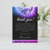 Paarse 60ste Verjaardagsfeestje 70's Disco Ball Bedankkaart (Staand voorkant)