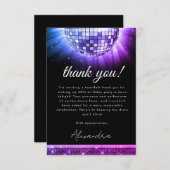 Paarse 60ste Verjaardagsfeestje 70's Disco Ball Bedankkaart (Voorkant / Achterkant)
