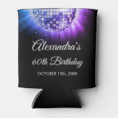 Paarse 60ste Verjaardagsfeestje 70's Disco Ball Blikjeskoeler (Voorkant)