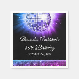 Paarse 60ste Verjaardagsfeestje 70's Disco Ball Servet