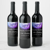 Paarse 60ste Verjaardagsfeestje 70's Disco Ball Wijn Etiket (Flessen)