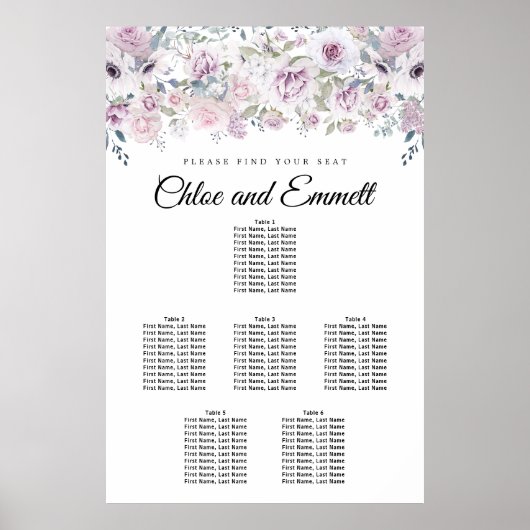 Paarse 6-tabel 6-tabel witte flacon poster (Voorkant)