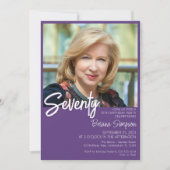 Paarse 70e verjaardag foto uitnodiging (Voorkant)