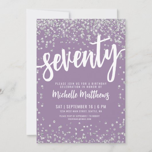 Paarse 70e verjaardag kaart