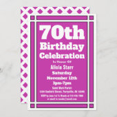 Paarse 70e verjaardag kaart (Voorkant / Achterkant)