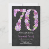 paarse 70e verjaardag Uitnodigingen voor dame (Voorkant)