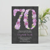 paarse 70e verjaardag Uitnodigingen voor dame (Staand voorkant)