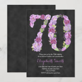paarse 70e verjaardag Uitnodigingen voor dame (Voorkant / Achterkant)