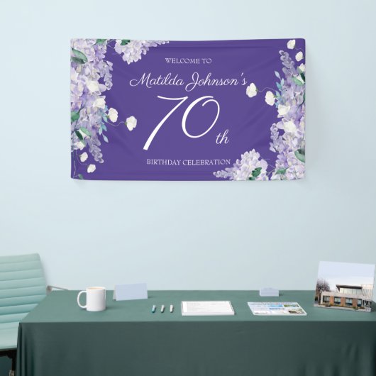 Paarse 70e verjaardag van de Florale Elegant van W Spandoek (Beurs)