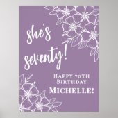 Paarse 70e verjaardag welkom poster (Voorkant)