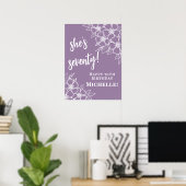 Paarse 70e verjaardagsfeest verwelkoming poster (Thuiskantoor)