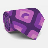 Paarse 70s retro zonneblokpatroon stropdas (Opgerold)