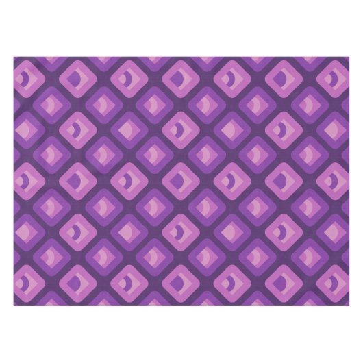 Paarse 70s retro zonneblokpatroon tafelkleed (Voorkant (Horizontaal))