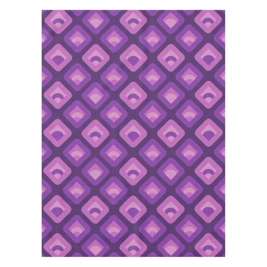 Paarse 70s retro zonneblokpatroon tafelkleed (Voorkant)